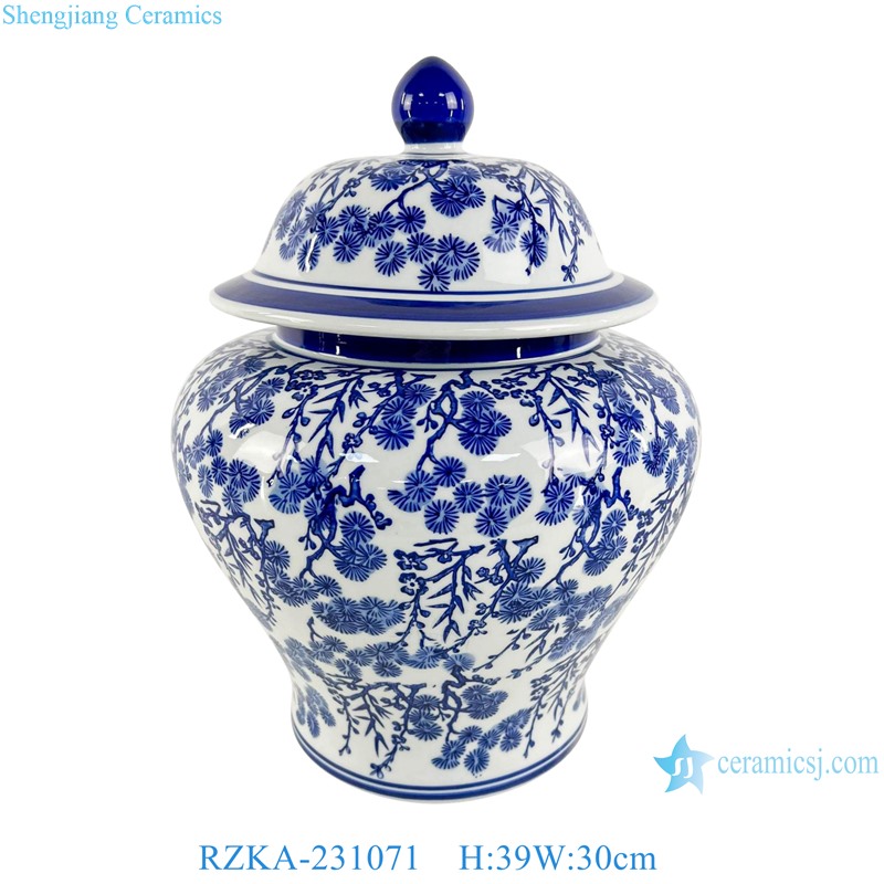 RZKA-231071 Blue and white Pine and bamboo Style plum pattern Ceramic Temple jars Flower pot