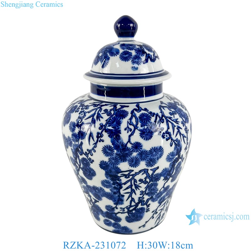 RZKA-231072 Blue and white Pine and bamboo Style plum pattern Ceramic Temple jars Flower pot