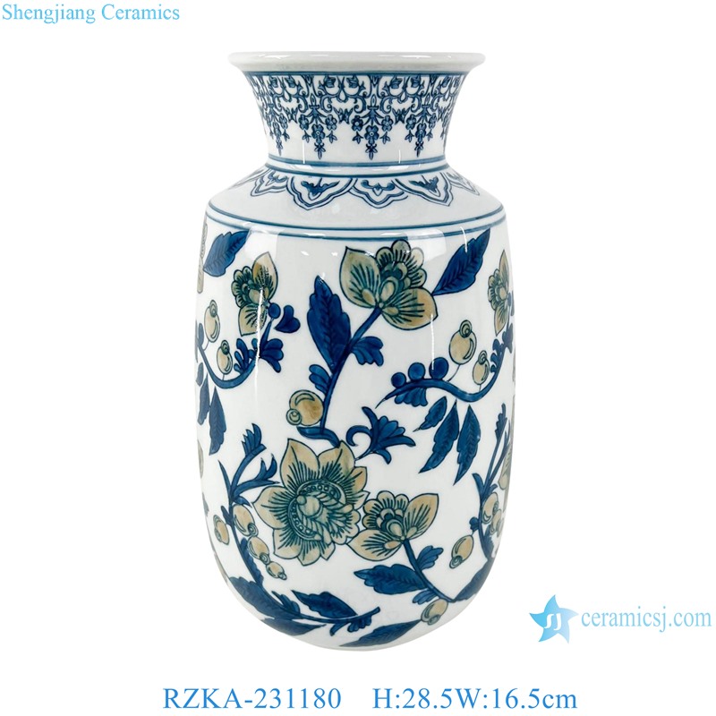 RZKA-231180 Blue and White Flower and Bird Pattern Colorful Ceramic flower vase 