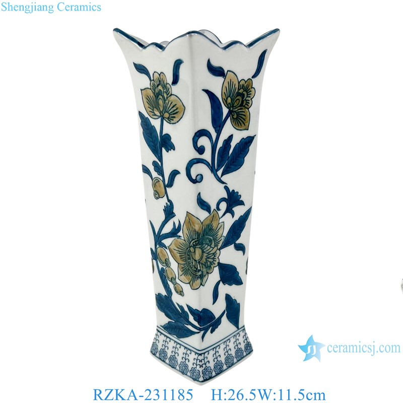 RZKA-231185 Blue and White Flower and Bird Pattern Colorful Ceramic flower vase