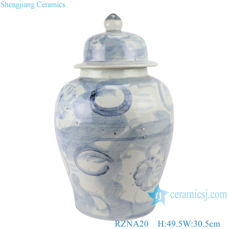 RZNA20 Jingdezhen Blue and White freehand brush work Ceramic Temple Jar for Home Decoration