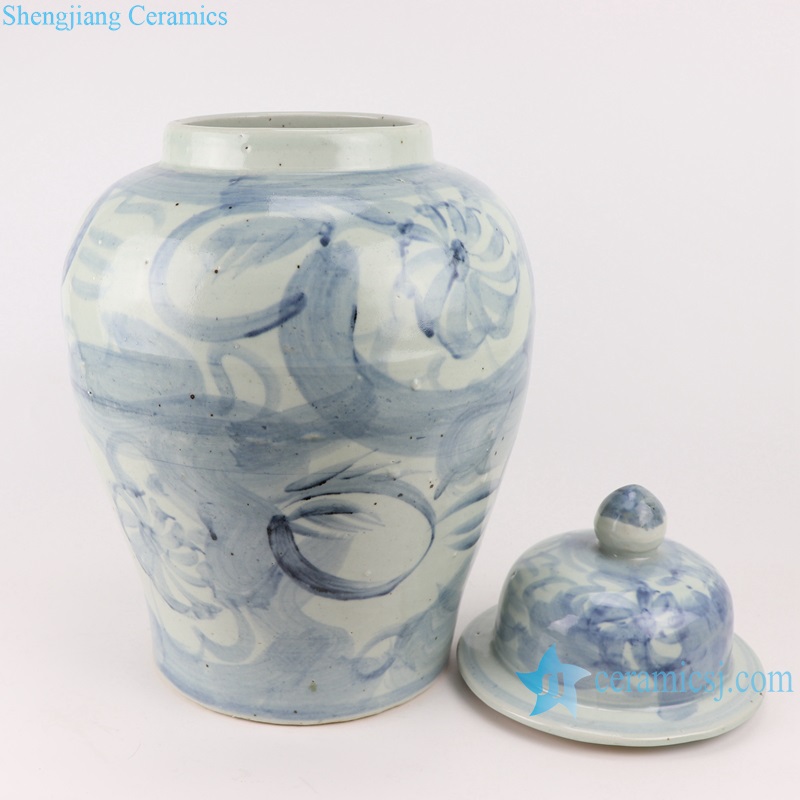 RZNA20 Jingdezhen Blue and White freehand brush work Ceramic Temple Jar for Home Decoration