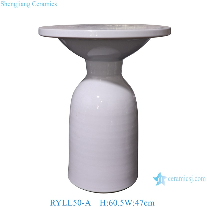 RYLL50-A White color Glazed Ceramic Outdoor Table Coffee Tea Table 