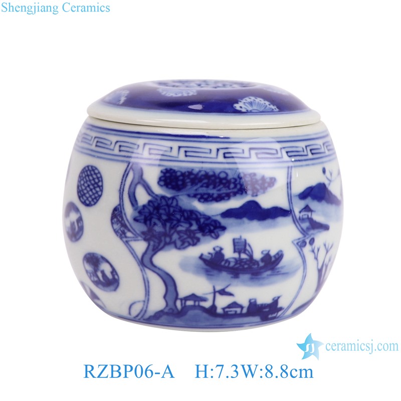 RZBP06-A Blue and white landscape pattern Small size Ceramic incense burner