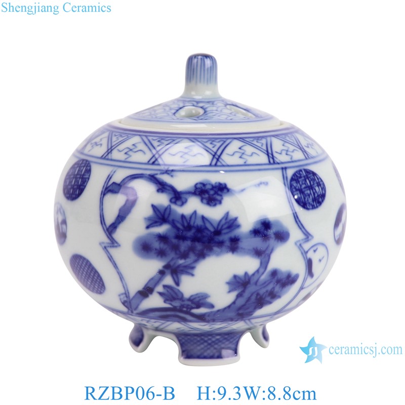 RZBP06-A Blue and white tree pattern Small size Ceramic incense burner