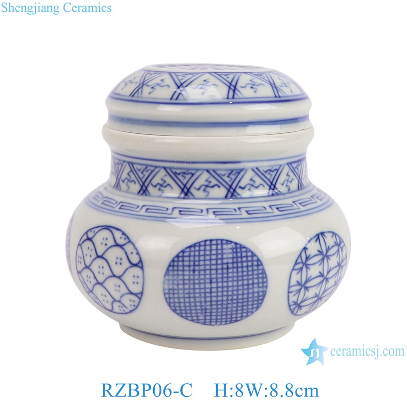 RZBP06-C Blue and white Circle pattern Small size Ceramic incense burner