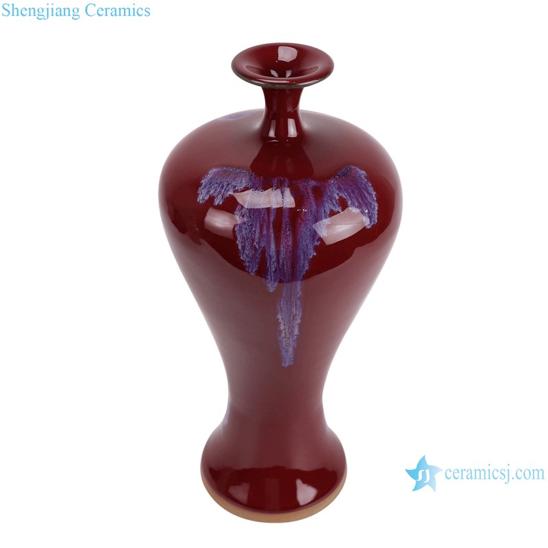 RZFW41-A Jun kiln red color ceramic vase Meiping for home decoration