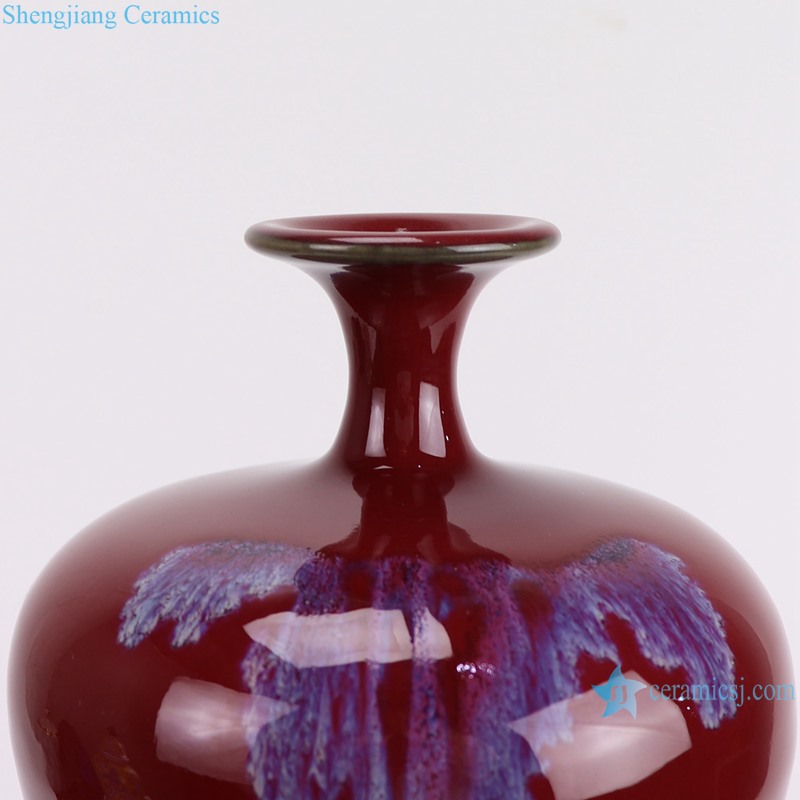 RZFW41-A Jun kiln red color ceramic vase Meiping for home decoration
