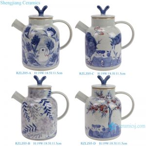 RZLZ05-A-B-C-D hand painted blue and white ceramic tea pot porcelain kettle
