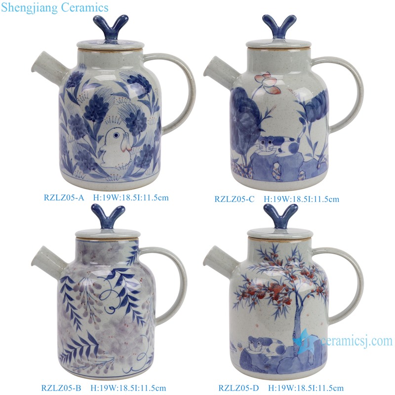 RZLZ05-A-B-C-D hand painted blue and white ceramic tea pot porcelain kettle 