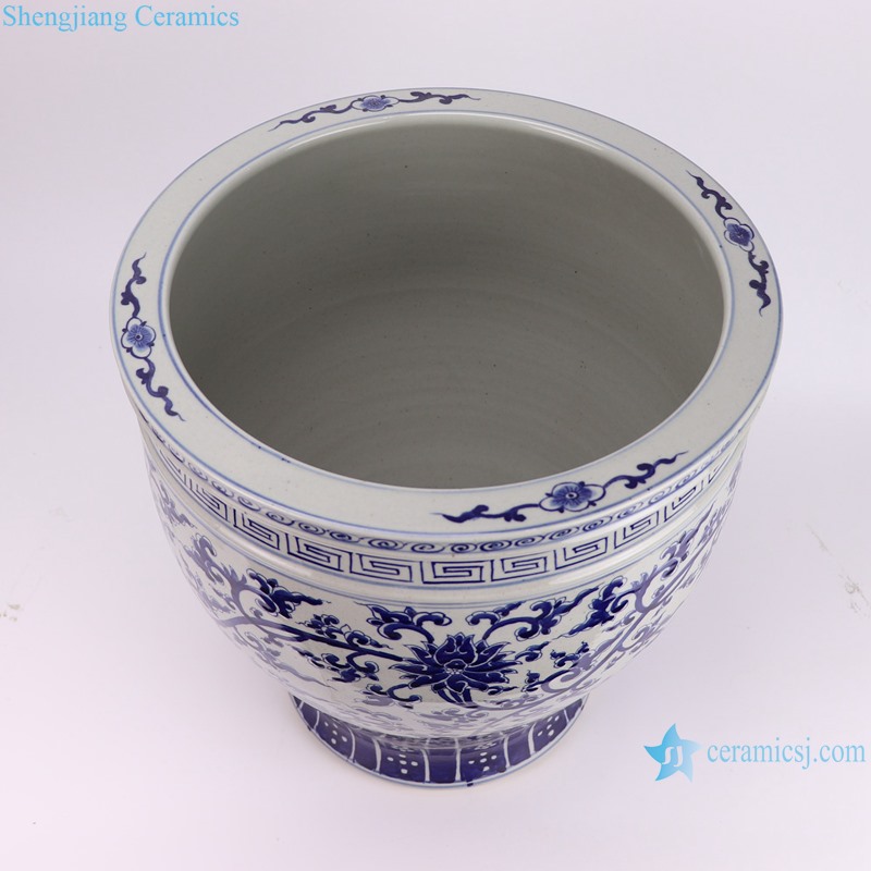 RZOY43-A-B-C-D-E-F 16inch hand painted blue and white big bowl ceramic planter for garden