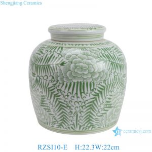 RZSI10-E green and white floral pattern ceramic ginger jar for home decoration
