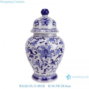 RXAE-FL11-081B Blue and White Twisted flower pattern Ceramic Lidded Jars Porcelain Flower Vase