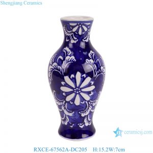 RXCE-67562A-DC205 Blue and white flower pattern olive shape ceramic vase home decoration