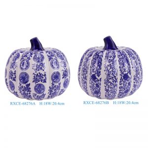 RXCE-68276A-68276B blue and white ceramic ornament Pumpkin for Easter