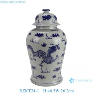 RZKT24-J Antique Style Handpainted Dragon pattern Porcelain Lidded Ginger Jar