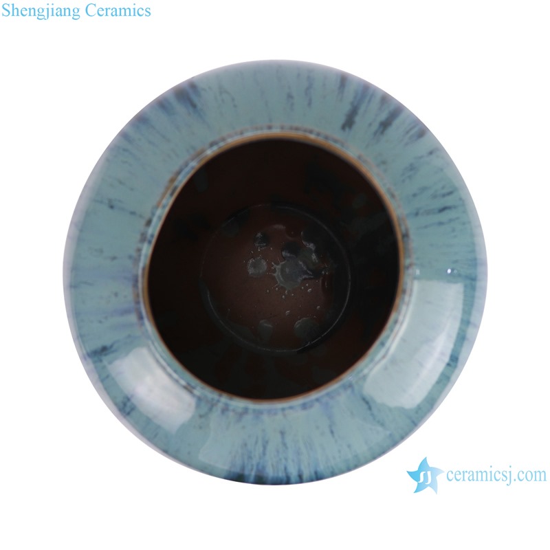 RXCE-67288-PC1556 blue colour glaze wax gourd shape ceramic vase for home decoration