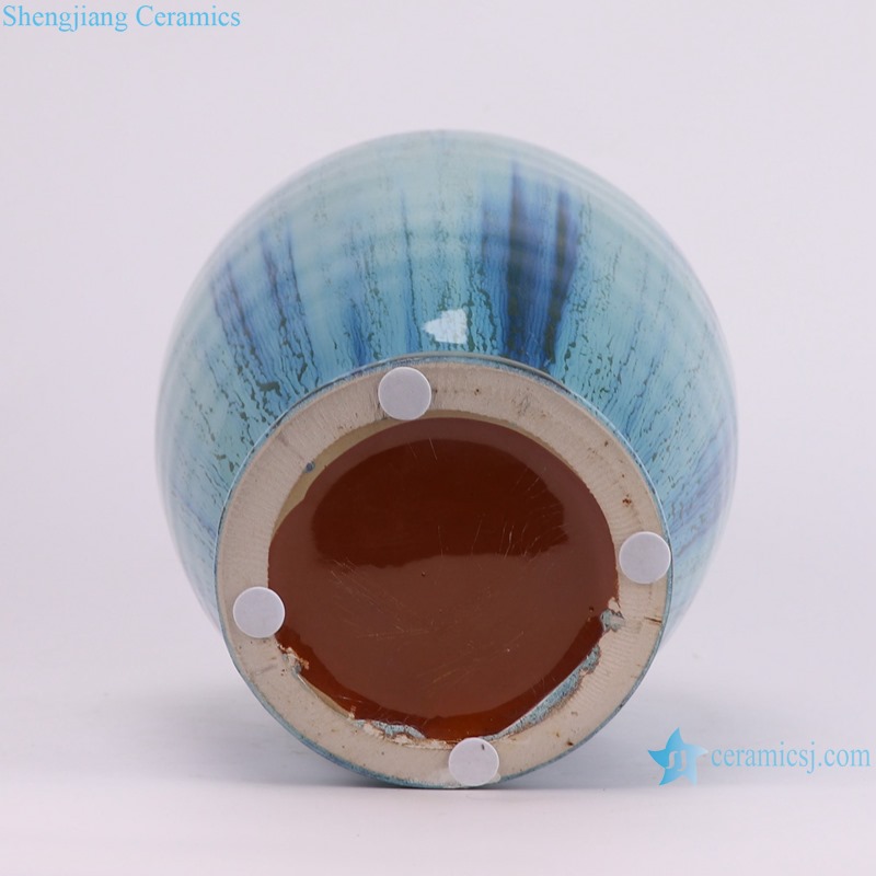RXCE-67288-PC1556 blue colour glaze wax gourd shape ceramic vase for home decoration