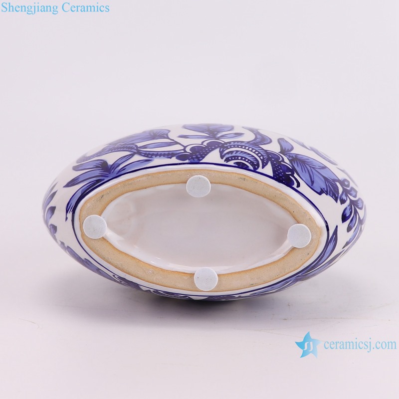 RXCE-67763-DC668 cheap price blue and white flower pattern ceramic moon flask for home decoration