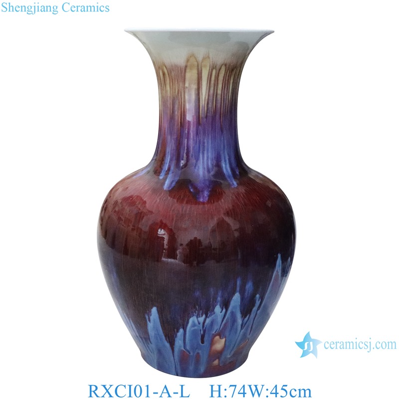 RXCI01-A-L Jingdezhen Kiln Transform Blue Oxblood Ceramic Decorative Flower Vase