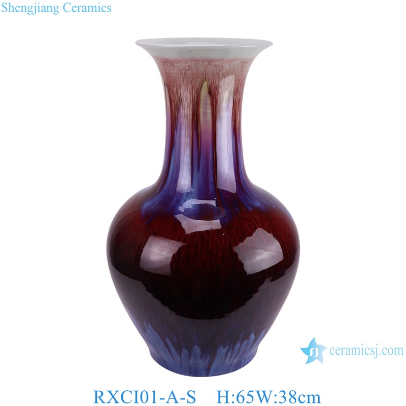RXCI01-A-S Jingdezhen Kiln Transform Blue Oxblood Ceramic Decorative Flower Vase
