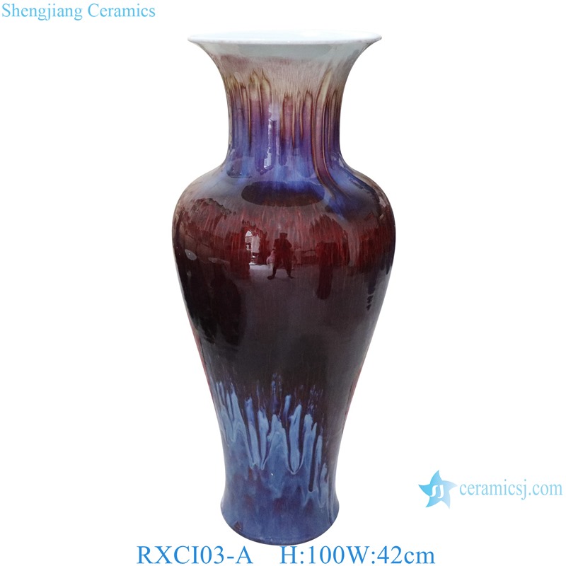 RXCI03-A Jingdezhen Oxblood Kiln Transforming Ceramic Fish Tail female Decorative flower vase