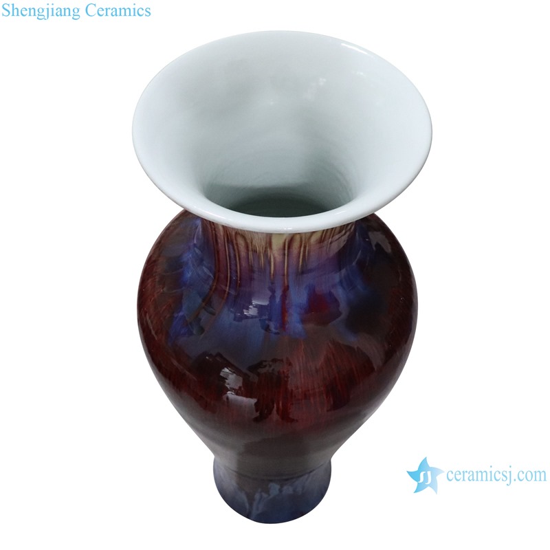 RXCI03-A Jingdezhen Oxblood Kiln Transforming Ceramic Fish Tail female Decorative flower vase--vertical view