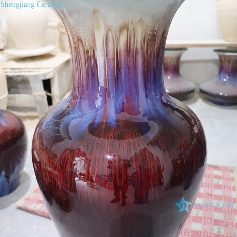 RXCI03-A Jingdezhen Oxblood Kiln Transforming Ceramic Fish Tail female Decorative flower vase--closer view
