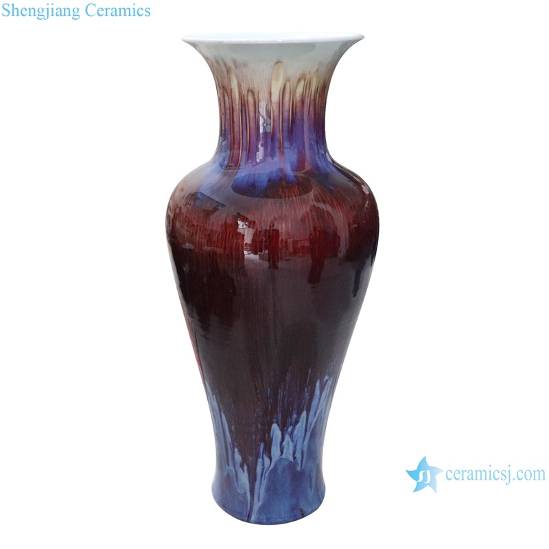 RXCI03-A Jingdezhen Oxblood Kiln Transforming Ceramic Fish Tail female Decorative flower vase--side view