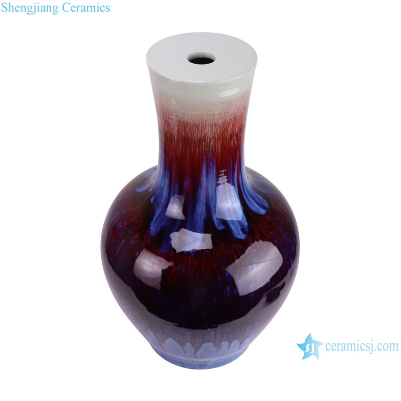 RXCI05-A-S-lamp Jingdezhen Kiln Transform Oxblood Multicolor Globular Ball Bottle Ceramic Lamp Base-- vertical view