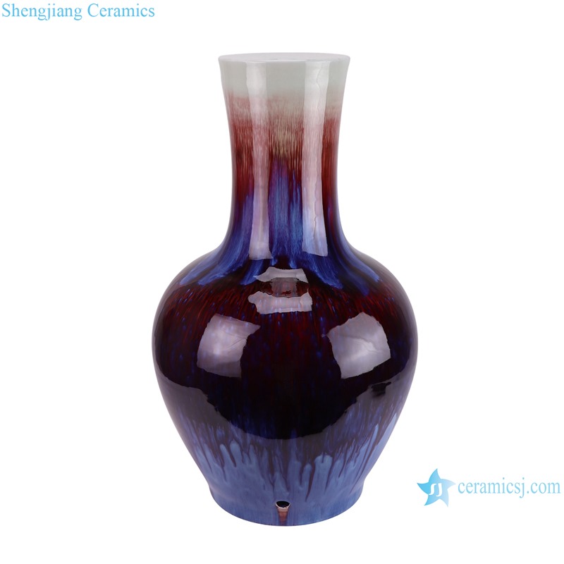 RXCI05-A-S-lamp Jingdezhen Kiln Transform Oxblood Multicolor Globular Ball Bottle Ceramic Lamp Base-- side view