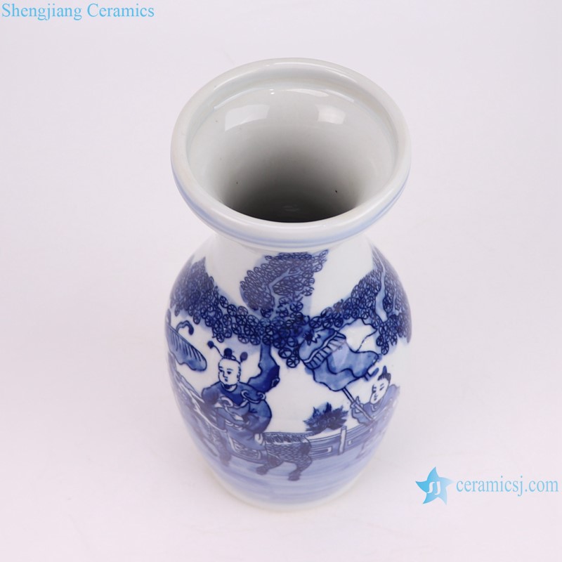 RXCJ01-A Blue and white Kylin Songzi Ice Small size Ceramic flower vase--vertical view