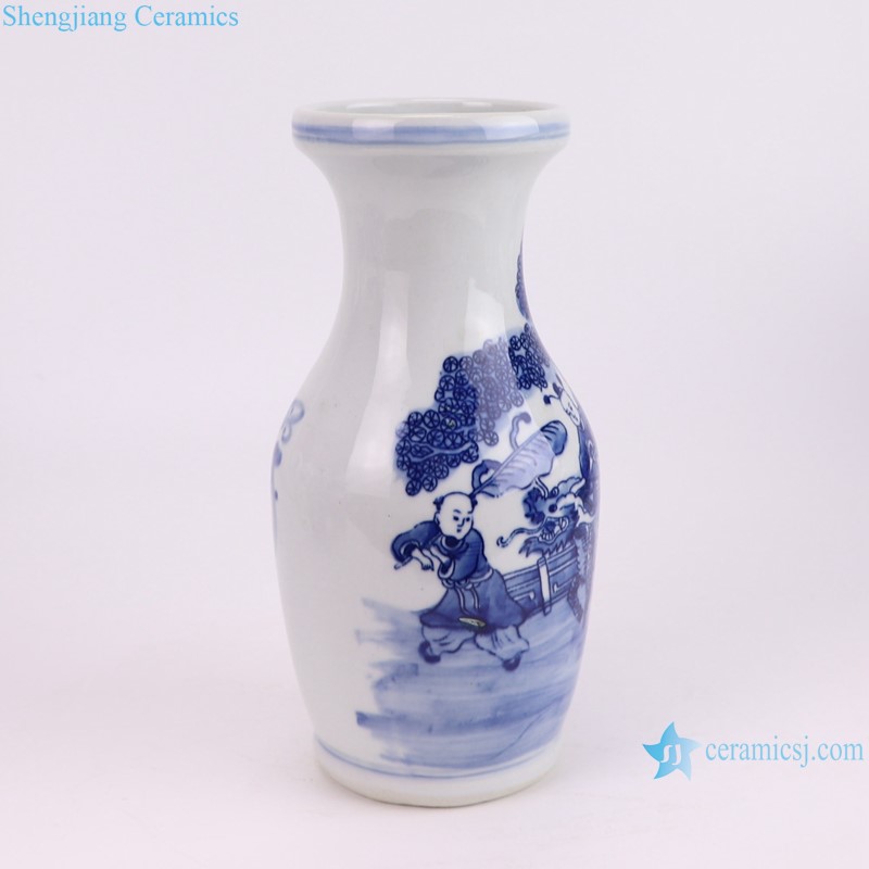 RXCJ01-A Blue and white Kylin Songzi Ice Small size Ceramic flower vase--side view