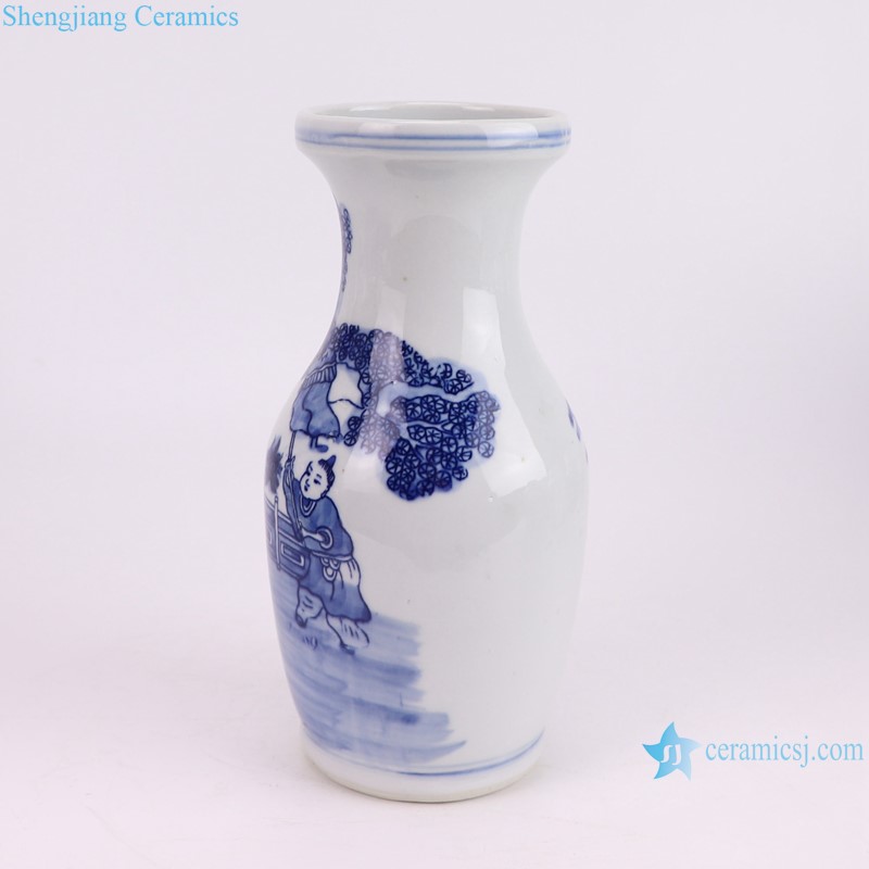 RXCJ01-A Blue and white Kylin Songzi Ice Small size Ceramic flower vase--side view