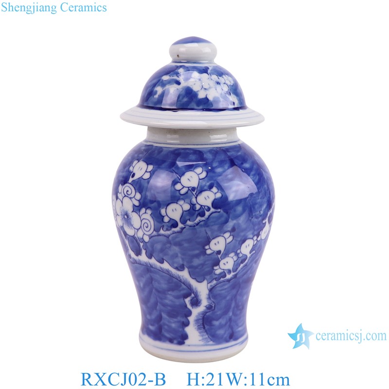 RXCJ02-B Blue and white Ice Plum Pattern Small size Ceramic lidded Jar