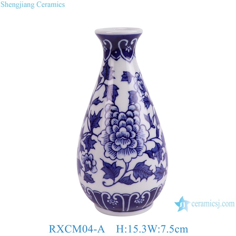 RXCM04-A  Blue and white Leaf and flower pattern Ceramic Spring Flower vase