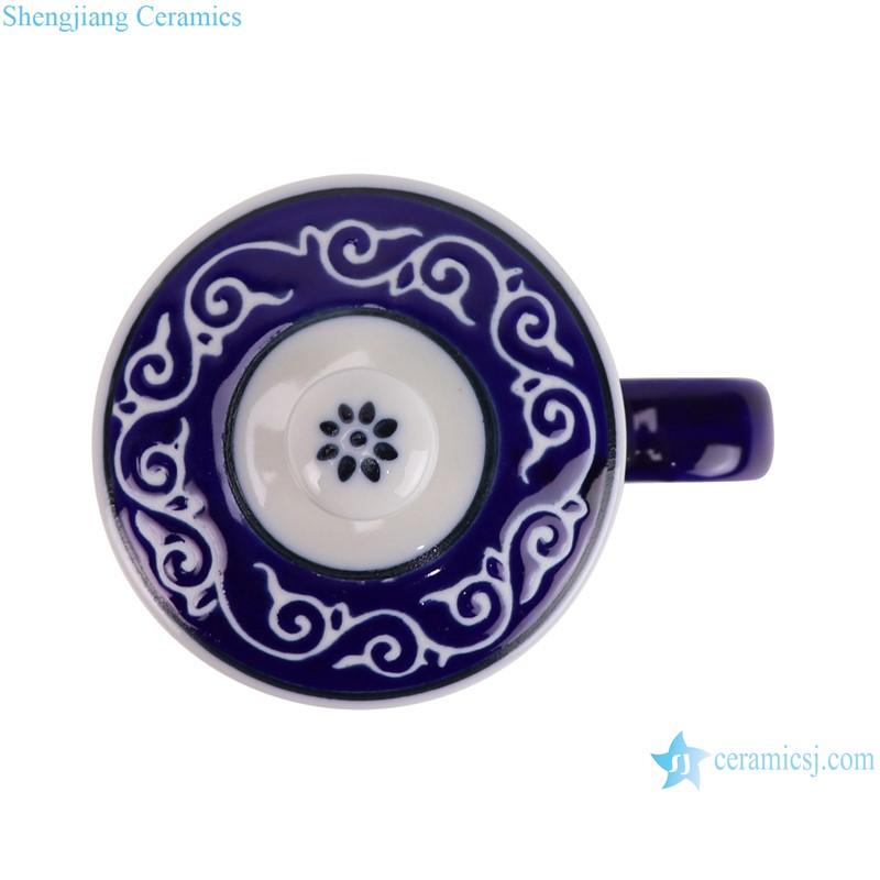 RXCM08-A  Blue and white flower pattern ceramic Mug Tea coffee cup--bottom view