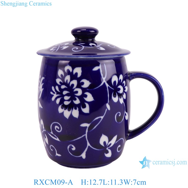 RXCM09-A Blue and white flower pattern ceramic Mug Tea coffee cup