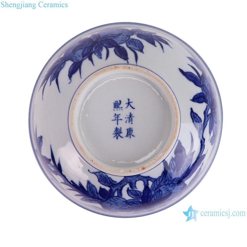 RYLU207-A Jingdezhen Handpainted Peach pattern 8 inch Ceramic Bowl Soup Bowl tableware--bottom view