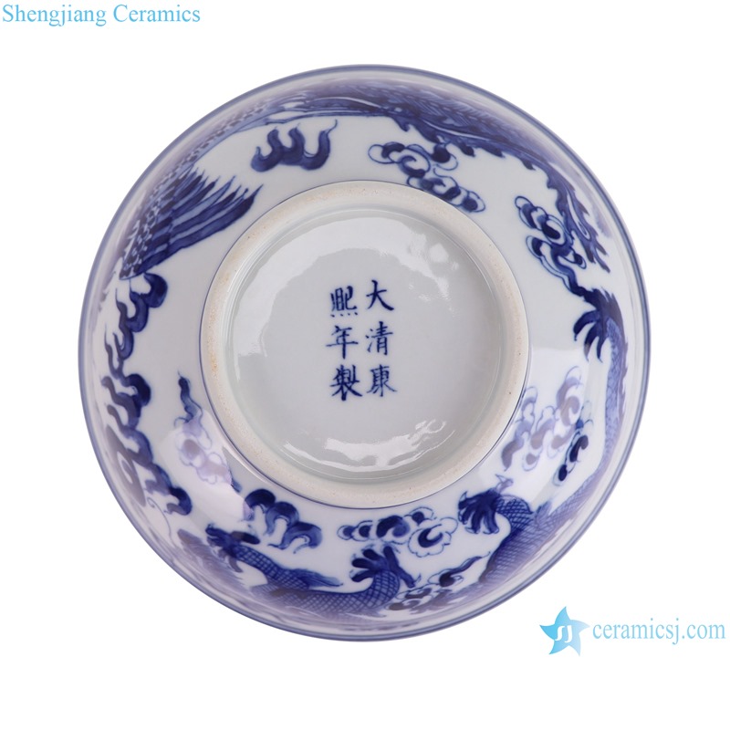 RYLU207-E Jingdezhen Handpainted  Dragon Pattern 8 inch Ceramic Bowl Soup Bowl tableware --bottom view