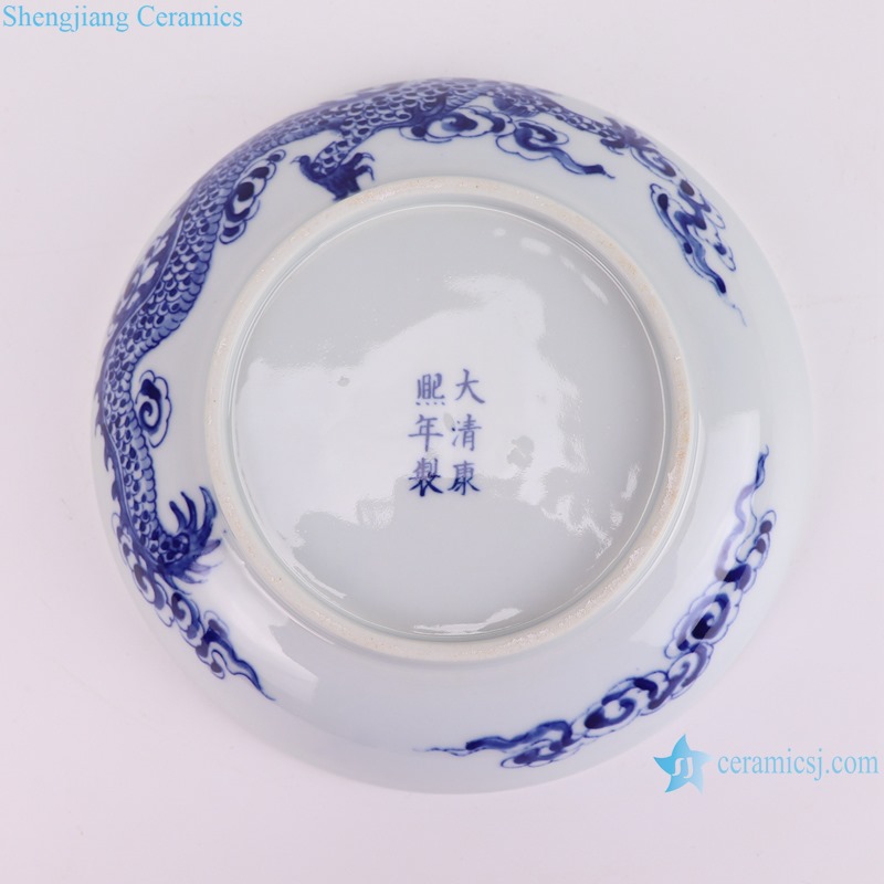 RYLU208-C 8 inch Handpainted Dragon Pattern Ceramic Plate Tableware Plates--bottom view