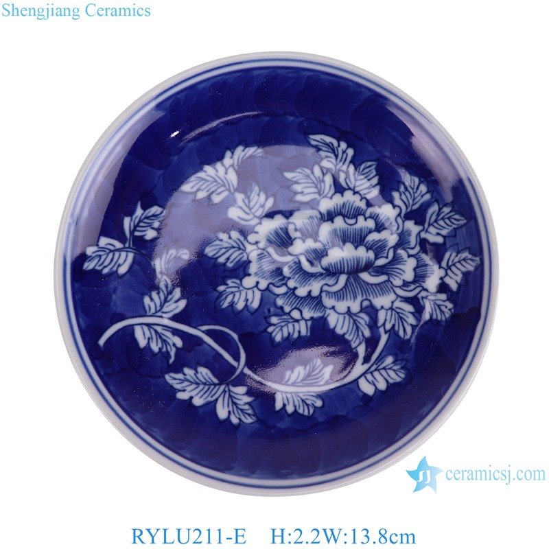 RYLU211-E 5.5 inch ice Peony Flower Pattern Ceramic Plate Dinnerwares 