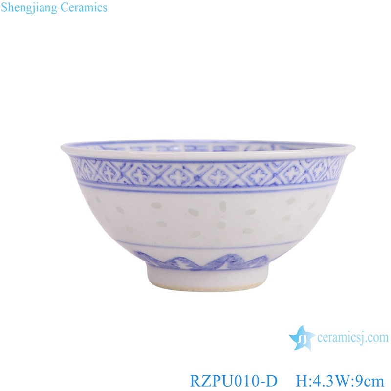 RZPU010-D blue and white rice pattern dragon bowl