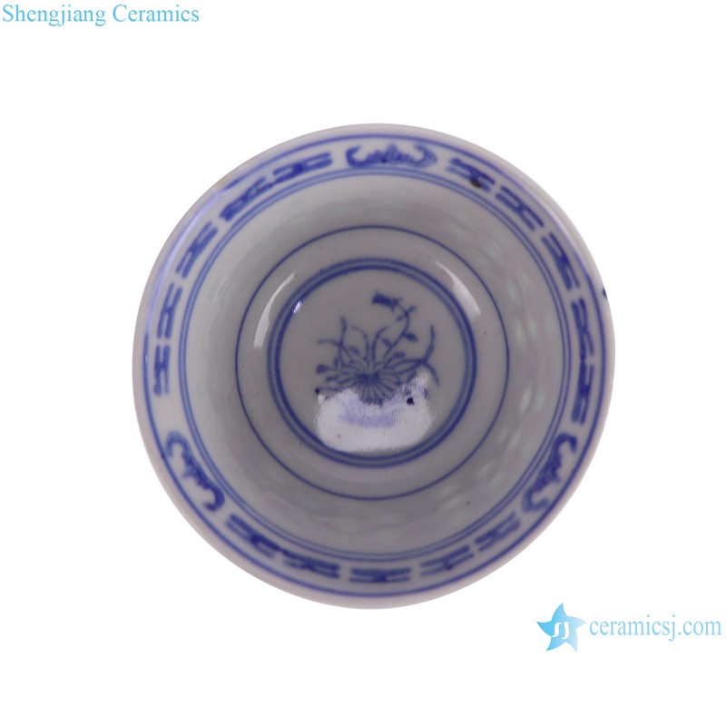 RZPU07 Blue and White rice flower pattern Ceramic Cup