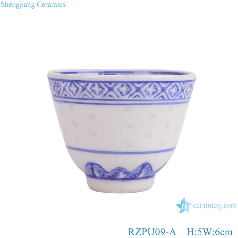 RZPU09-A  blue and white rice pattern orchid cup