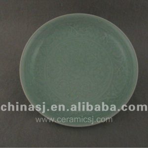 Beautiful green glazed porcelain plate with beautiful design WRYPE06