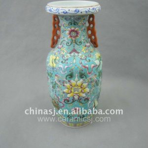 Qing Dynasty green Famille rose Ceramic Vase WRYRD01