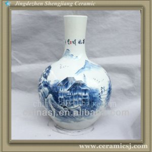 RYSV18 hand made blue and white pottery vase