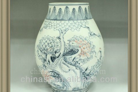 RYUJ08 Oriental blue and white top flower table vase