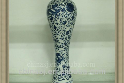 RYUJ16 oriental blue and white flower cheap vase